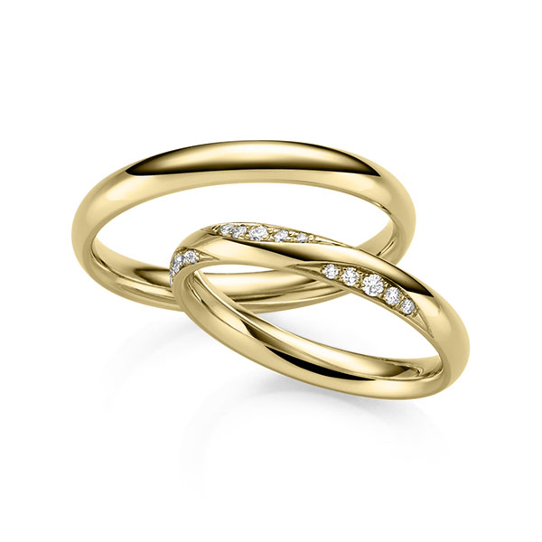 Paar klassische Trauringe/Eheringe in Gelbgold 585 mit zus. 0,135 ct. Brillant tw, si von 123GOLD - Y-1429-2 Paar klassische Trauringe/Eheringe in Gelbgold 585 mit zus. 0,135 ct. Brillant tw, si von 123GOLD - Y-1429-2