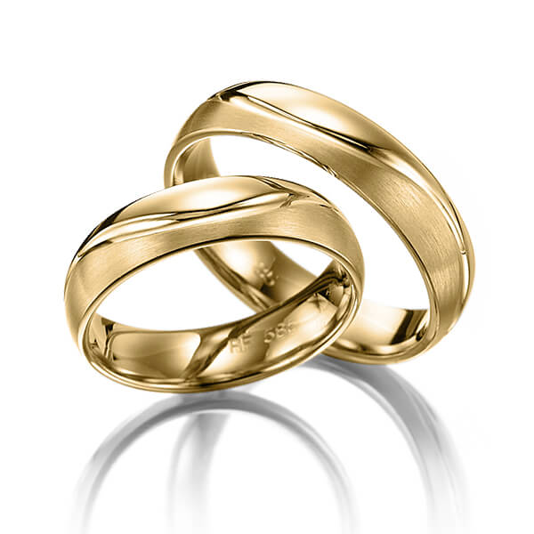 Paar klassische Trauringe/Eheringe in Gelbgold 585 - NP-1025-5 Paar klassische Trauringe/Eheringe in Gelbgold 585 - NP-1025-5