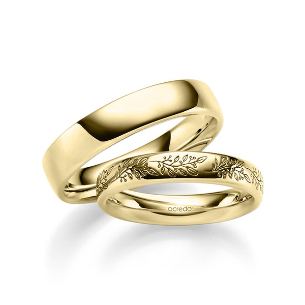 Paar klassische Trauringe/Eheringe in Gelbgold 585 von acredo - A-2401-3 Paar klassische Trauringe/Eheringe in Gelbgold 585 von acredo - A-2401-3
