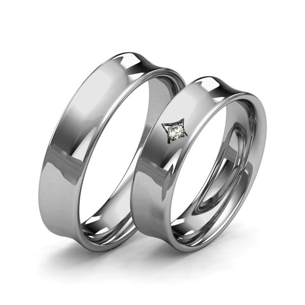 Paar klassische Trauringe/Eheringe in Graugold 585 mit zus. 0,025 ct. Brillant tw, si von Merii - M-1208-5