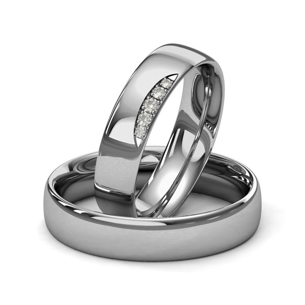 Paar klassische Trauringe/Eheringe in Graugold 585 mit zus. 0,066 ct. Brillant tw, si von Merii - M-1198-3 Paar klassische Trauringe/Eheringe in Graugold 585 mit zus. 0,066 ct. Brillant tw, si von Merii - M-1198-3