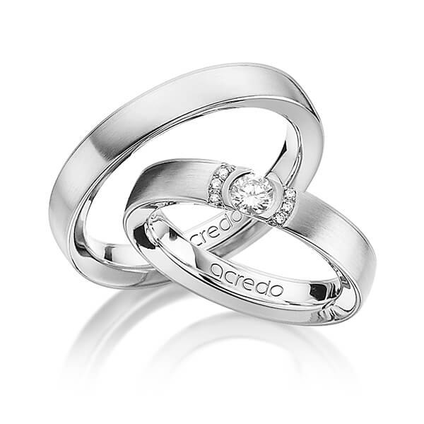 Paar klassische Trauringe/Eheringe in Graugold 585 mit zus. 0,27 ct. Brillant tw, si von acredo - A-1294-3 Paar klassische Trauringe/Eheringe in Graugold 585 mit zus. 0,27 ct. Brillant tw, si von acredo - A-1294-3