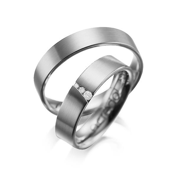 Paar klassische Trauringe/Eheringe in Graugold dunkel 585 mit zus. 0,04 ct. Brillant tw, si von acredo - A-1046-2 Paar klassische Trauringe/Eheringe in Graugold dunkel 585 mit zus. 0,04 ct. Brillant tw, si von acredo - A-1046-2