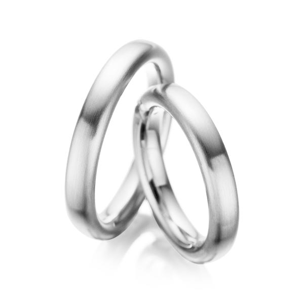 Paar klassische Trauringe/Eheringe in Palladium 950 von acredo - A-1082-2