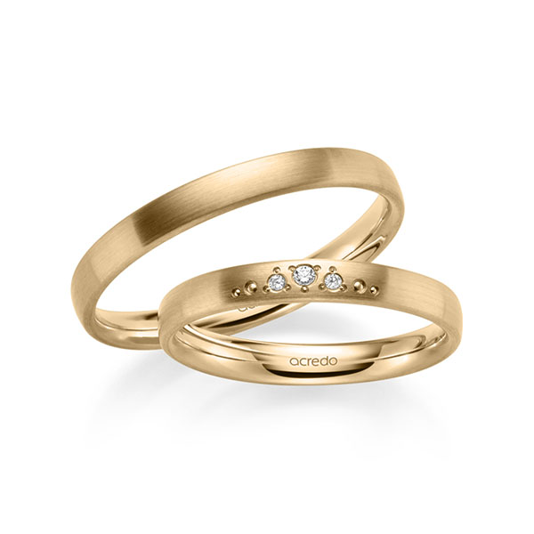 Paar klassische Trauringe/Eheringe in Roségold 585 mit zus. 0,031 ct. Brillant tw, si von acredo - S-1245-1 Paar klassische Trauringe/Eheringe in Roségold 585 mit zus. 0,031 ct. Brillant tw, si von acredo - S-1245-1