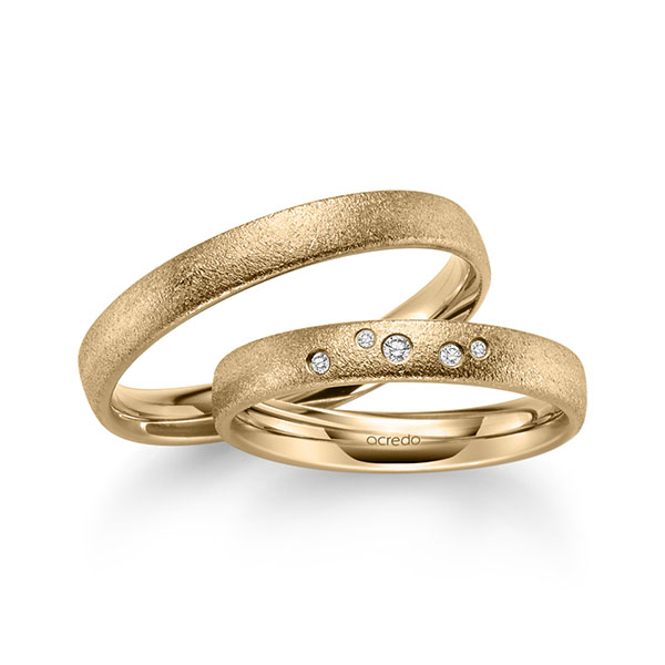 Paar klassische Trauringe/Eheringe in Roségold 585 mit zus. 0,045 ct. Brillant tw, si von acredo - S-1250-8