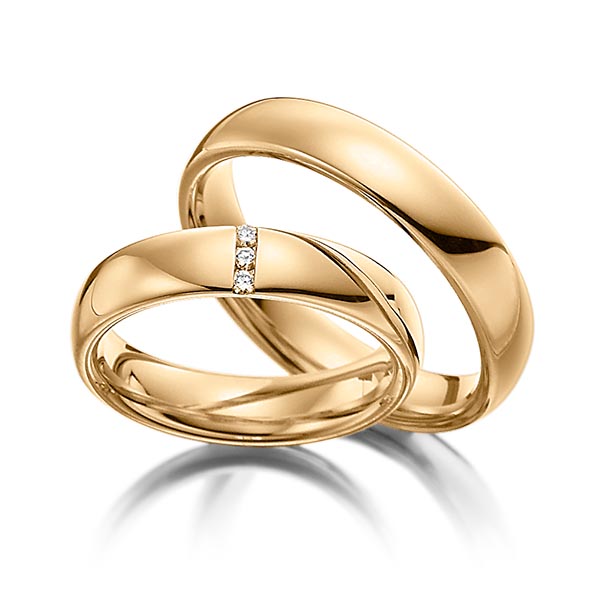 Paar klassische Trauringe/Eheringe in Roségold 585 mit zus. 0,045 ct. Brillant tw, si von Steinberg - Q-1101-4 Paar klassische Trauringe/Eheringe in Roségold 585 mit zus. 0,045 ct. Brillant tw, si von Steinberg - Q-1101-4