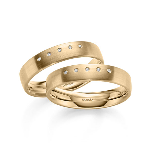 Paar klassische Trauringe/Eheringe in Roségold 585 mit zus. 0,05 ct. Brillant tw, si von acredo - A-2186-6 Paar klassische Trauringe/Eheringe in Roségold 585 mit zus. 0,05 ct. Brillant tw, si von acredo - A-2186-6