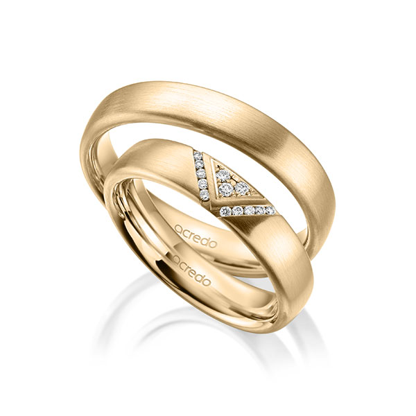 Paar klassische Trauringe/Eheringe in Roségold 585 mit zus. 0,08 ct. Brillant tw, si von acredo - A-2007-4 Paar klassische Trauringe/Eheringe in Roségold 585 mit zus. 0,08 ct. Brillant tw, si von acredo - A-2007-4