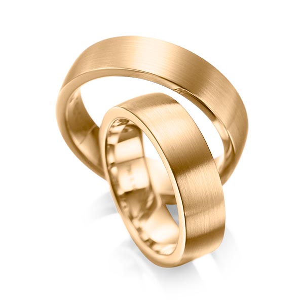 Paar klassische Trauringe/Eheringe in Roségold 585 von acredo - A-1080-5