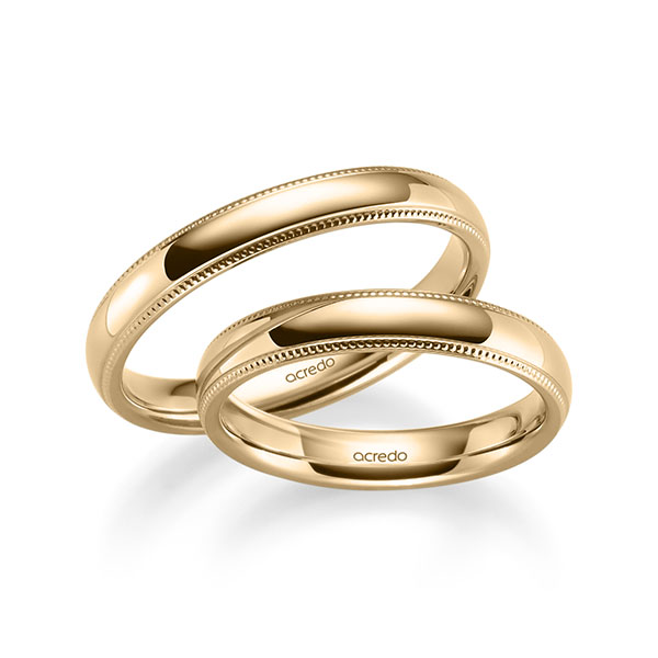 Paar klassische Trauringe/Eheringe in Roségold 585 von acredo - S-1273-3 Paar klassische Trauringe/Eheringe in Roségold 585 von acredo - S-1273-3