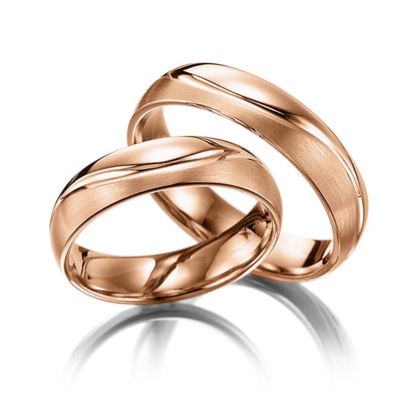 Paar klassische Trauringe/Eheringe in Rotgold 585 - NP-1025-8 Paar klassische Trauringe/Eheringe in Rotgold 585 - NP-1025-8