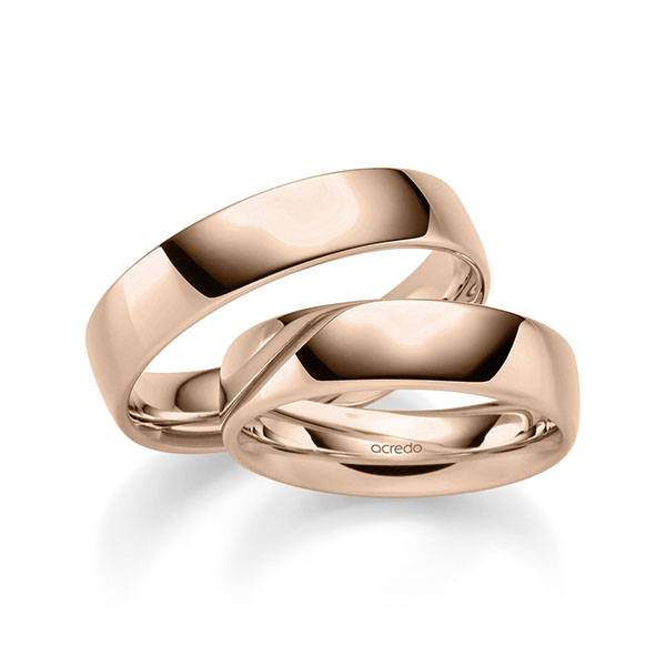 Paar klassische Trauringe/Eheringe in Rotgold 585 von acredo - S-1296-4 Paar klassische Trauringe/Eheringe in Rotgold 585 von acredo - S-1296-4