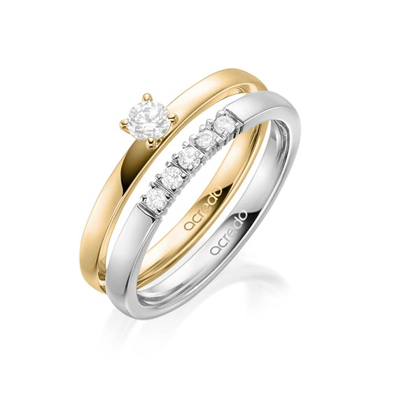 Ring-Set in geelgoud 14 kt. met in totaal 0,3 ct. Briljant tw/si tw,vs van acredo - A-1995-5 Ring-Set in geelgoud 14 kt. met in totaal 0,3 ct. Briljant tw/si tw,vs van acredo - A-1995-5