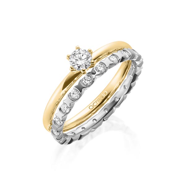 Ring-Set in geelgoud 14 kt. met in totaal 0,65 ct. Briljant tw/si tw,vs van acredo - A-1990-2 Ring-Set in geelgoud 14 kt. met in totaal 0,65 ct. Briljant tw/si tw,vs van acredo - A-1990-2