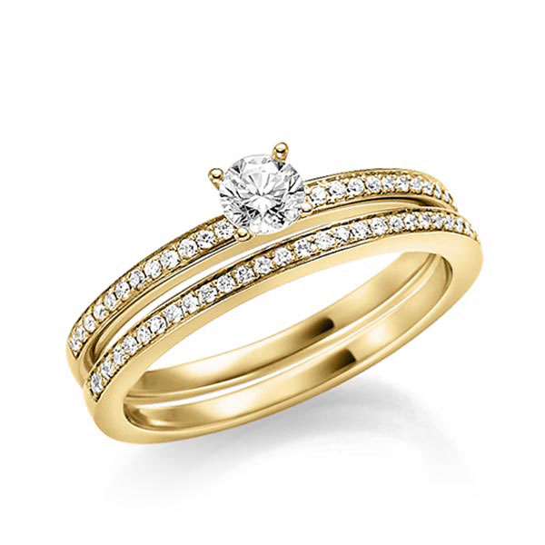 Ring-Set in geelgoud 18 kt. met in totaal 0,339 ct. Briljant tw,vs van Steinberg - Q-1428-2 Ring-Set in geelgoud 18 kt. met in totaal 0,339 ct. Briljant tw,vs van Steinberg - Q-1428-2