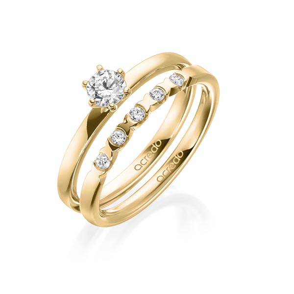Ring-Set in Gelbgold 585 mit 0,3 ct. + zus. 0,1 ct. Brillant tw, si tw, vs von acredo - A-1998-1 Ring-Set in Gelbgold 585 mit 0,3 ct. + zus. 0,1 ct. Brillant tw, si tw, vs von acredo - A-1998-1