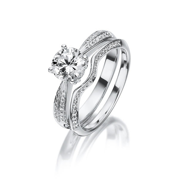 Ring-Set in platina 950 met 0,7 ct. + in totaal 0,2 ct. Briljant tw/si tw,vs van Steinberg - Q-1421-4 Ring-Set in platina 950 met 0,7 ct. + in totaal 0,2 ct. Briljant tw/si tw,vs van Steinberg - Q-1421-4