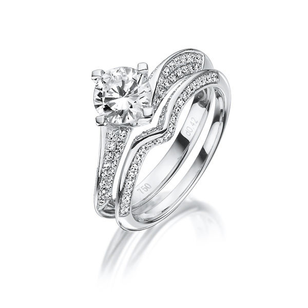 Ring-Set in platina 950 met 0,7 ct. + in totaal 0,6 ct. Briljant tw/si tw,vs van Steinberg - Q-1422-4 Ring-Set in platina 950 met 0,7 ct. + in totaal 0,6 ct. Briljant tw/si tw,vs van Steinberg - Q-1422-4
