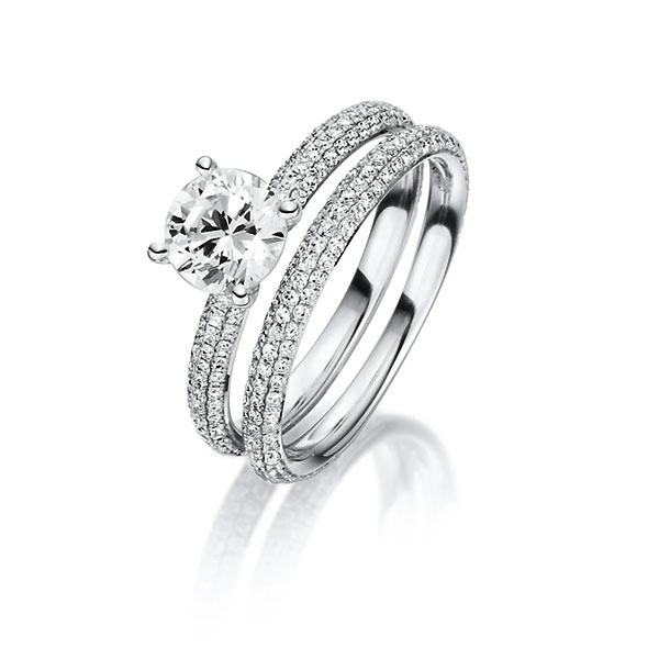 Ring-Set in platina 950 met 0,7 ct. + in totaal 0,81 ct. Briljant tw/si tw,vs van Steinberg - Q-1431-4 Ring-Set in platina 950 met 0,7 ct. + in totaal 0,81 ct. Briljant tw/si tw,vs van Steinberg - Q-1431-4