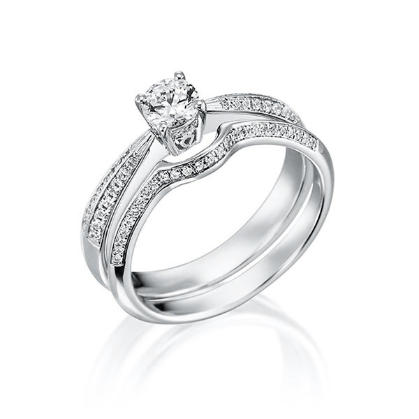 Ring-Set in platina 950 met in totaal 0,47 ct. Briljant tw,vs van Steinberg - Q-1421-8 Ring-Set in platina 950 met in totaal 0,47 ct. Briljant tw,vs van Steinberg - Q-1421-8