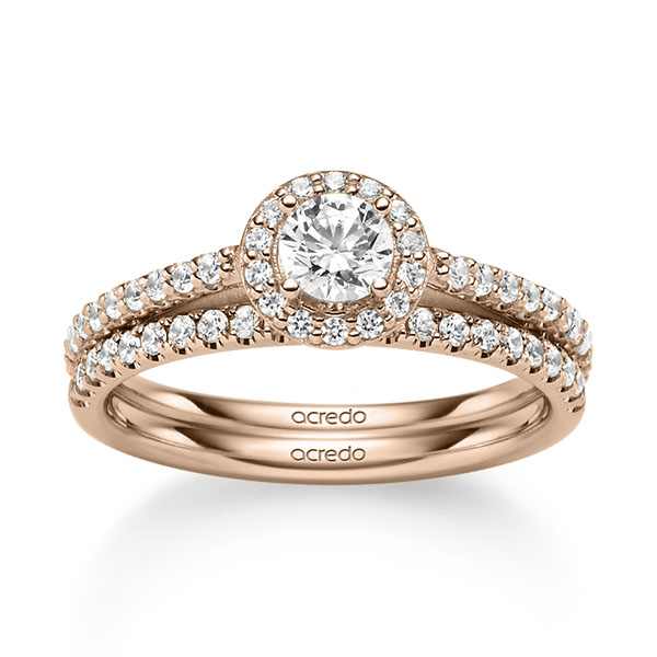Ring-Set in roodgoud 14 kt. met 0,3 ct. + in totaal 0,518 ct. Briljant tw,vs tw/si van acredo - A-2457-5 Ring-Set in roodgoud 14 kt. met 0,3 ct. + in totaal 0,518 ct. Briljant tw,vs tw/si van acredo - A-2457-5