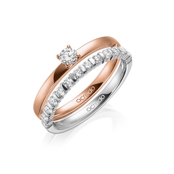 Ring-Set in roodgoud 14 kt. met in totaal 0,5 ct. Briljant tw/si tw,vs van acredo - A-1996-7 Ring-Set in roodgoud 14 kt. met in totaal 0,5 ct. Briljant tw/si tw,vs van acredo - A-1996-7