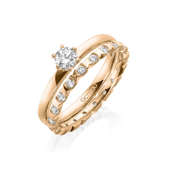 Ring-Set in Roségold 585 mit 0,3 ct. + zus. 0,4 ct. Brillant tw, vs von acredo - A-1997-3 Ring-Set in Roségold 585 mit 0,3 ct. + zus. 0,4 ct. Brillant tw, vs von acredo - A-1997-3