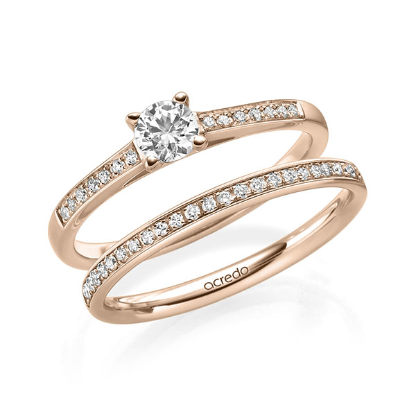 Ring-Set in Rotgold 585 mit 0,3 ct. + zus. 0,2 ct. Brillant tw, si von acredo - A-2305-3 Ring-Set in Rotgold 585 mit 0,3 ct. + zus. 0,2 ct. Brillant tw, si von acredo - A-2305-3