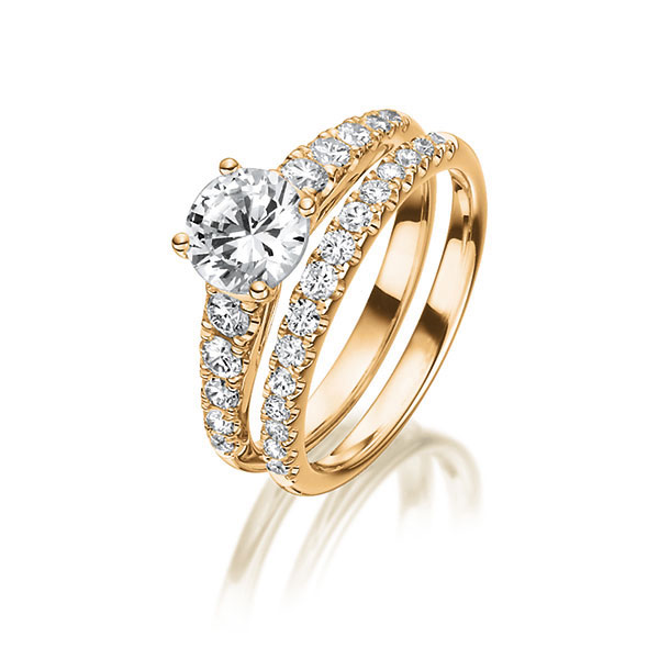 Ring-Set in Rotgold 750 mit 0,7 ct. + zus. 0,72 ct. Brillant tw, si tw, vs von Steinberg - Q-1425-3 Ring-Set in Rotgold 750 mit 0,7 ct. + zus. 0,72 ct. Brillant tw, si tw, vs von Steinberg - Q-1425-3