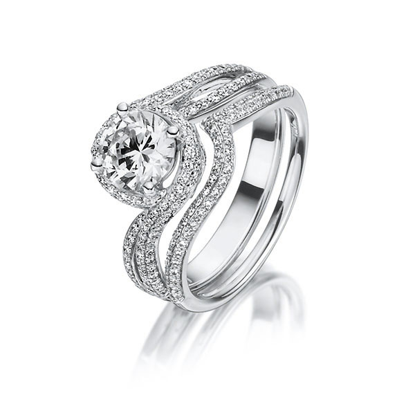 Ring-Set in Weißgold 750 mit 0,7 ct. + zus. 0,58 ct. Brillant tw, si tw, vs von Steinberg - Q-1412-1 Ring-Set in Weißgold 750 mit 0,7 ct. + zus. 0,58 ct. Brillant tw, si tw, vs von Steinberg - Q-1412-1