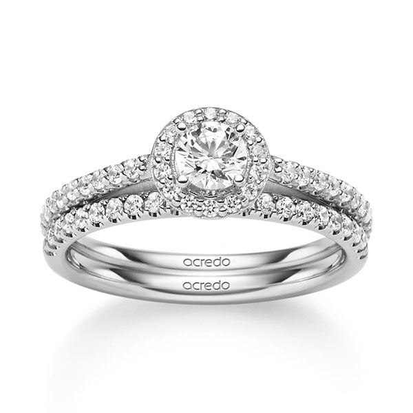 Ring-Set in witgoud 14 kt. met 0,3 ct. + in totaal 0,518 ct. Briljant tw,vs tw/si van acredo - A-2457-1 Ring-Set in witgoud 14 kt. met 0,3 ct. + in totaal 0,518 ct. Briljant tw,vs tw/si van acredo - A-2457-1
