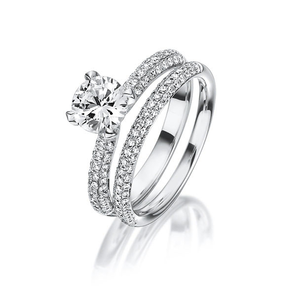 Ring-Set in witgoud 18 kt. met 0,7 ct. + in totaal 0,79 ct. Briljant tw/si tw,vs van Steinberg - Q-1414-1 Ring-Set in witgoud 18 kt. met 0,7 ct. + in totaal 0,79 ct. Briljant tw/si tw,vs van Steinberg - Q-1414-1