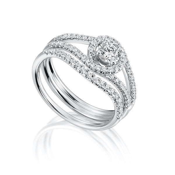 Ring-Set in witgoud 18 kt. met in totaal 0,71 ct. Briljant tw,vs van Steinberg - Q-1419-4 Ring-Set in witgoud 18 kt. met in totaal 0,71 ct. Briljant tw,vs van Steinberg - Q-1419-4