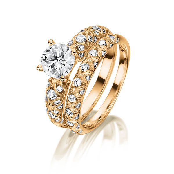 ring set in Red gold 18K (750/1000) with 0,7 ct. + in total 0,64 ct. brilliant tw,si tw,vs by Steinberg - Q-1417-3 ring set in Red gold 18K (750/1000) with 0,7 ct. + in total 0,64 ct. brilliant tw,si tw,vs by Steinberg - Q-1417-3