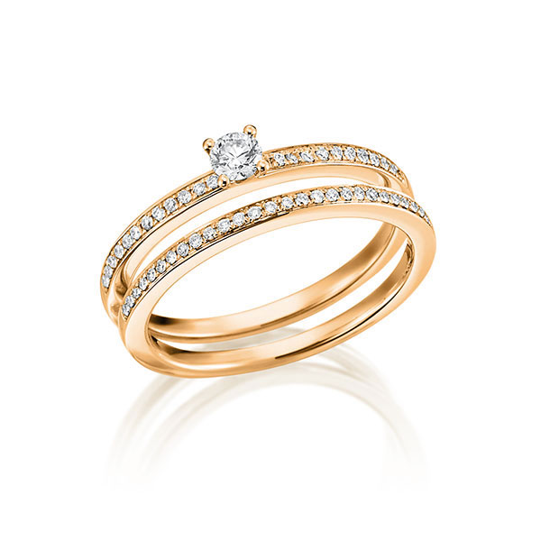 ring set in Red gold 18K (750/1000) with in total 0,289 ct. brilliant tw,vs by Steinberg - Q-1428-7 ring set in Red gold 18K (750/1000) with in total 0,289 ct. brilliant tw,vs by Steinberg - Q-1428-7