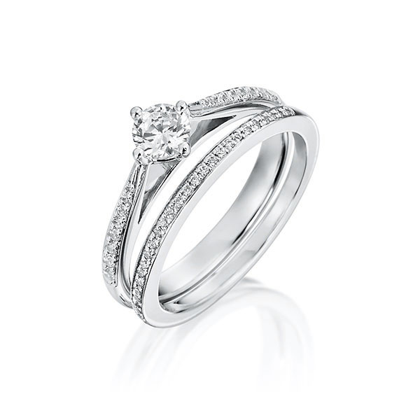 ring set in White gold 18K (750/1000) with in total 0,43 ct. brilliant tw,vs by Steinberg - Q-1424-5 ring set in White gold 18K (750/1000) with in total 0,43 ct. brilliant tw,vs by Steinberg - Q-1424-5