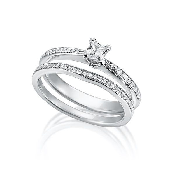 ring set in White gold 18K (750/1000) with in total 0,4 ct. princess diamond tw,vs by Steinberg - Q-1426-4 ring set in White gold 18K (750/1000) with in total 0,4 ct. princess diamond tw,vs by Steinberg - Q-1426-4