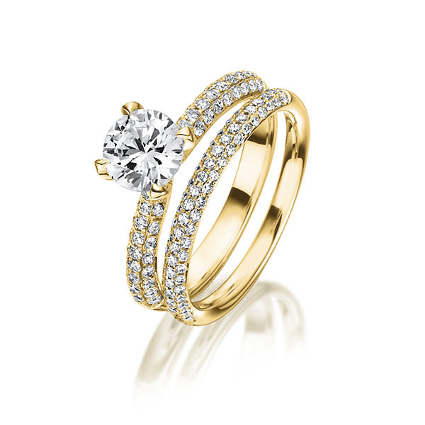 ring set in Yellow gold 18K (750/1000) with 0,7 ct. + in total 0,79 ct. brilliant tw,si tw,vs by Steinberg - Q-1414-2 ring set in Yellow gold 18K (750/1000) with 0,7 ct. + in total 0,79 ct. brilliant tw,si tw,vs by Steinberg - Q-1414-2