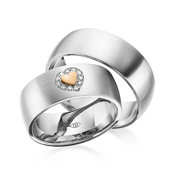 Set Bicolor trouwringen in edelstaal roségoud 14 kt. met in totaal 0,055 ct. Briljant tw/si van Eternal Touch - Y-1334-2 Set Bicolor trouwringen in edelstaal roségoud 14 kt. met in totaal 0,055 ct. Briljant tw/si van Eternal Touch - Y-1334-2
