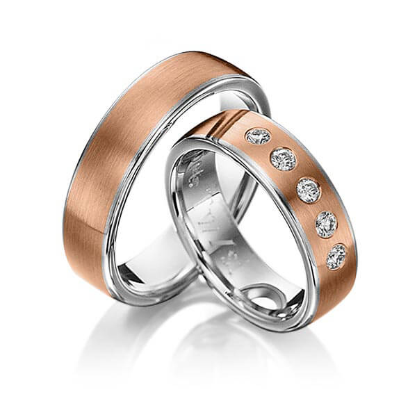 Set Bicolor trouwringen in ring grijsgoud 14 kt. inlay grijsgoud 14 kt. met in totaal 0,25 ct. Briljant tw/si van Eternal Touch - Y-1154-14 Set Bicolor trouwringen in ring grijsgoud 14 kt. inlay grijsgoud 14 kt. met in totaal 0,25 ct. Briljant tw/si van Eternal Touch - Y-1154-14