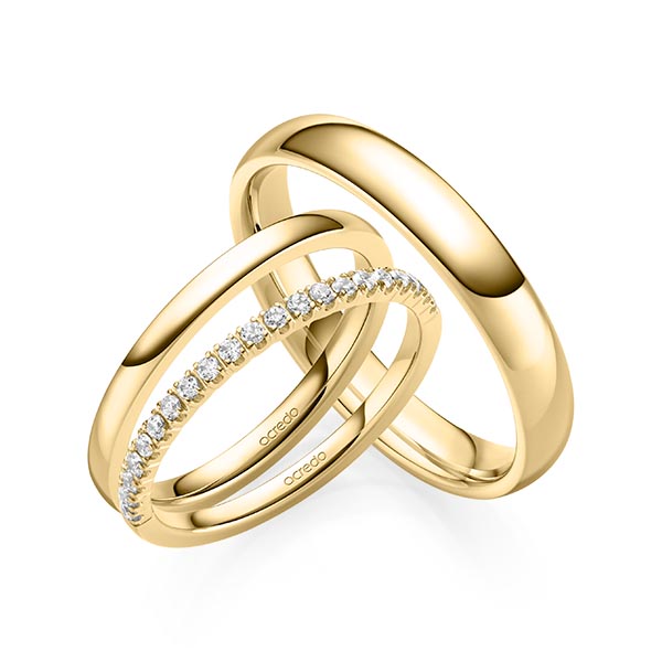 Set in geelgoud 14 kt. half gezet met in totaal 0,21 ct. Briljant tw,vs van acredo - A-2076-2 Set in geelgoud 14 kt. half gezet met in totaal 0,21 ct. Briljant tw,vs van acredo - A-2076-2