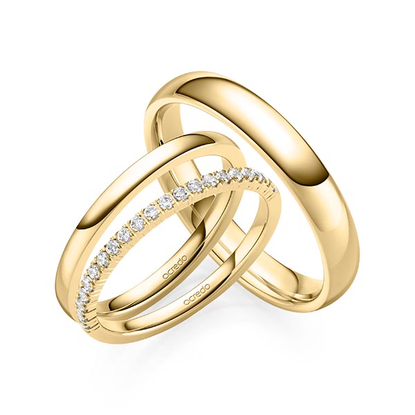 Set in geelgoud 14 kt. half gezet met in totaal 0,22 ct. Briljant tw,vs van acredo - A-2075-2 Set in geelgoud 14 kt. half gezet met in totaal 0,22 ct. Briljant tw,vs van acredo - A-2075-2