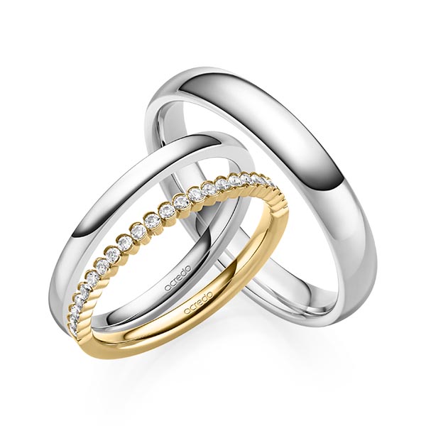 Set in geelgoud 14 kt. half gezet met in totaal 0,24 ct. Briljant tw/si van acredo - A-2079-2 Set in geelgoud 14 kt. half gezet met in totaal 0,24 ct. Briljant tw/si van acredo - A-2079-2