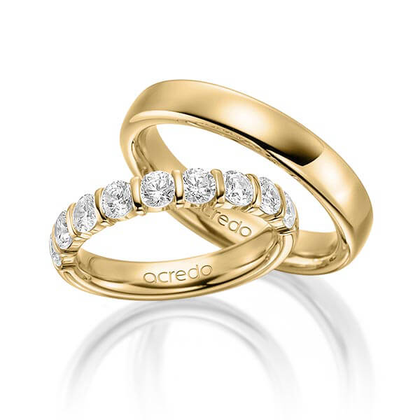 Set in geelgoud 14 kt. half gezet met in totaal 1,35 ct. Briljant tw,vs van acredo - A-1575-2 Set in geelgoud 14 kt. half gezet met in totaal 1,35 ct. Briljant tw,vs van acredo - A-1575-2