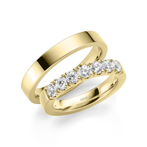 Set in geelgoud 14 kt. met in totaal 1,05 ct. Briljant tw/si van acredo - A-2118-2 Set in geelgoud 14 kt. met in totaal 1,05 ct. Briljant tw/si van acredo - A-2118-2