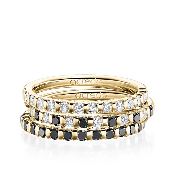 Set in Gelbgold 585 halbausgefasst mit zus. 1,2 ct. Brillant tw, vs tw, si schwarz von acredo - A-1983-2 Set in Gelbgold 585 halbausgefasst mit zus. 1,2 ct. Brillant tw, vs tw, si schwarz von acredo - A-1983-2