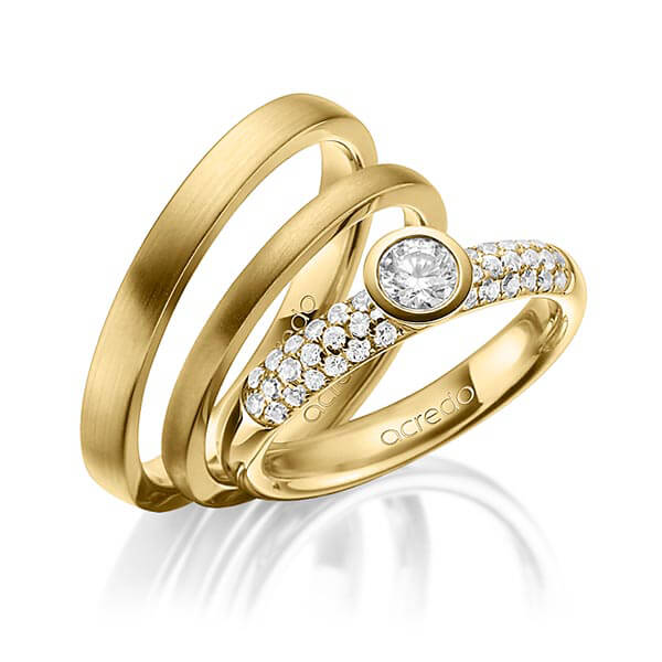Set in Gelbgold 585 mit zus. 0,61 ct. Brillant tw, si tw, vs von acredo - A-1424-6 Set in Gelbgold 585 mit zus. 0,61 ct. Brillant tw, si tw, vs von acredo - A-1424-6