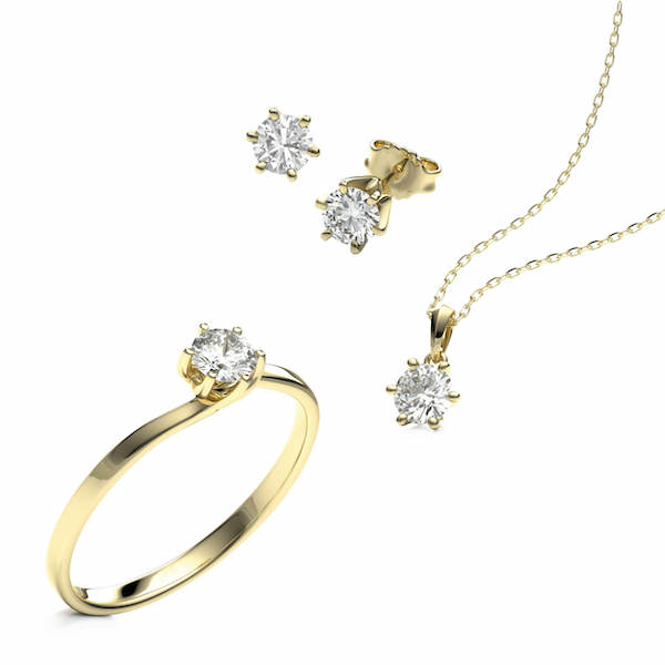 Set in Gelbgold 750 mit zus. 1 ct. Brillant tw, si tw, vs - BD-1107-1 Set in Gelbgold 750 mit zus. 1 ct. Brillant tw, si tw, vs - BD-1107-1