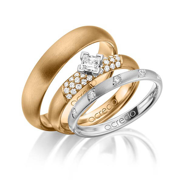 Set in Graugold 585 mit zus. 0,74 ct. Brillant & Prinzess-Diamant tw, si von acredo - A-1427-9 Set in Graugold 585 mit zus. 0,74 ct. Brillant & Prinzess-Diamant tw, si von acredo - A-1427-9